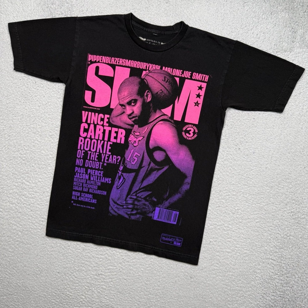 Mitchell & Ness Black T-Shirt with Pink/Purple Vince Carter Graphic